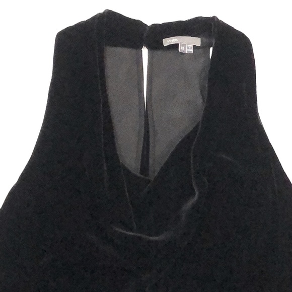 Vince. Silk Blend Black Velvet Cowl Neck Sleeveless Blouse - Picture 4 of 8